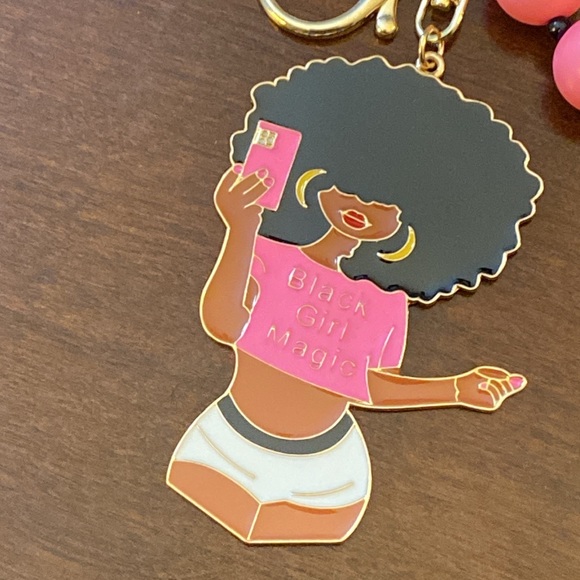 Black Girl Magic Beaded Keychain - Picture 2 of 6